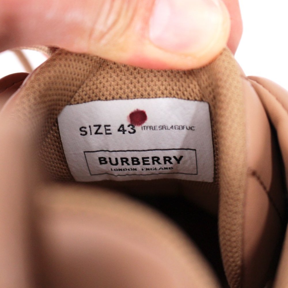 Burberry Quilted Dark Biscuit Leather Classic Trainer Sneakers 43 NEW Check Shoe - Picture 5 of 8